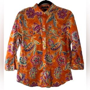 Lauren Ralph Lauren Orange Floral Shirt